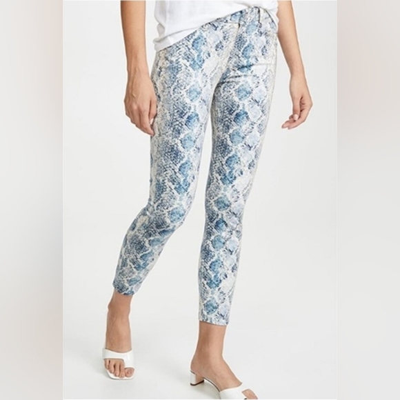 7 For All Mankind Denim - 7 For All Mankind New Womens Size 30 Blue Snake Skin The Skinny Ankle